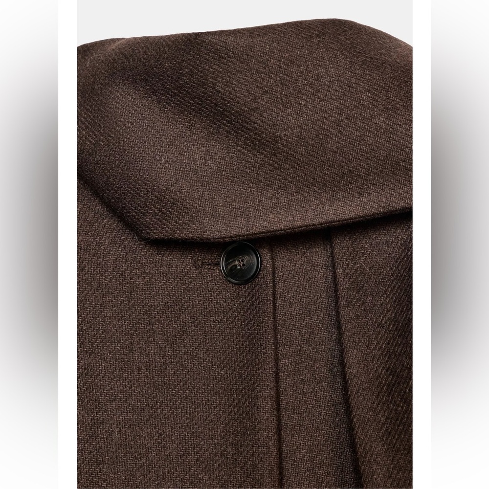 Zara NWT brown wool blend jacket coat with scarf - Picture 9 of 14